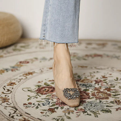 Korean Style Metal Buckle High Heel Shoes for Women