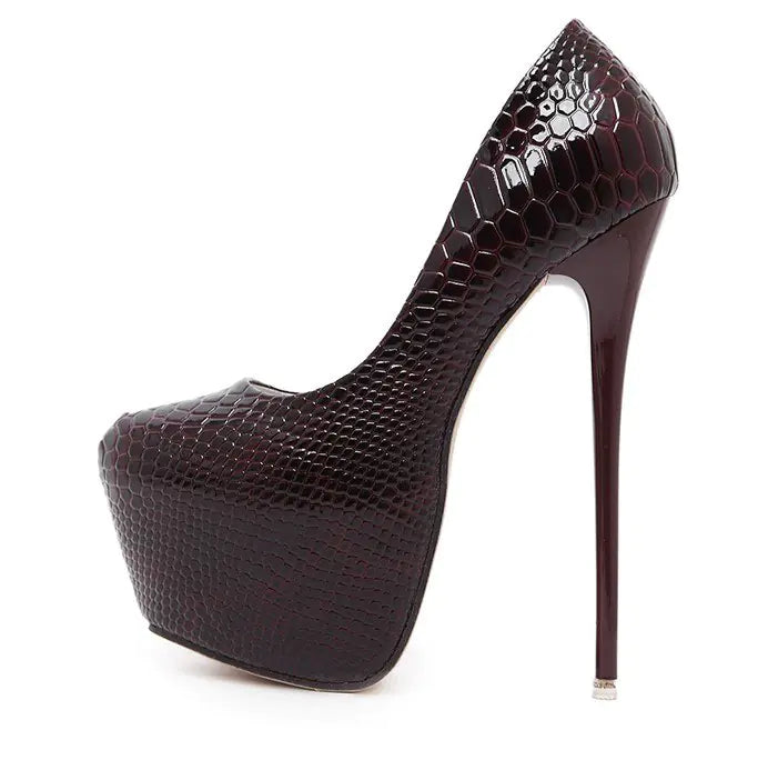 Summer High Heel Snake Print Waterproof Shoes for Women