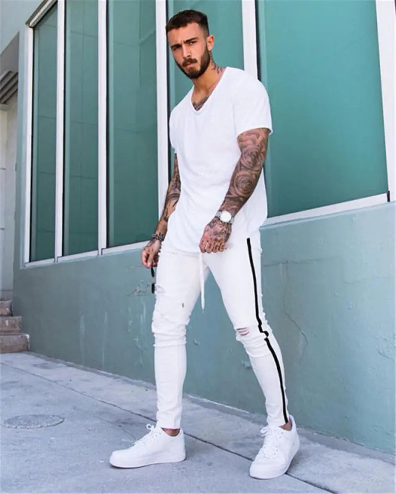 Men's Distressed Tattered Jeans