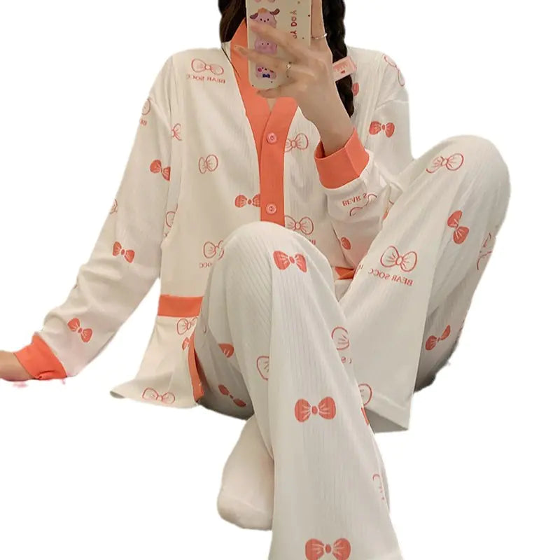 Lightweight Cotton Postpartum Nursing Pajamas Set