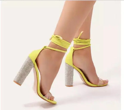 Chunky Sandals, Transparent Heels, Rhinestone High Heels