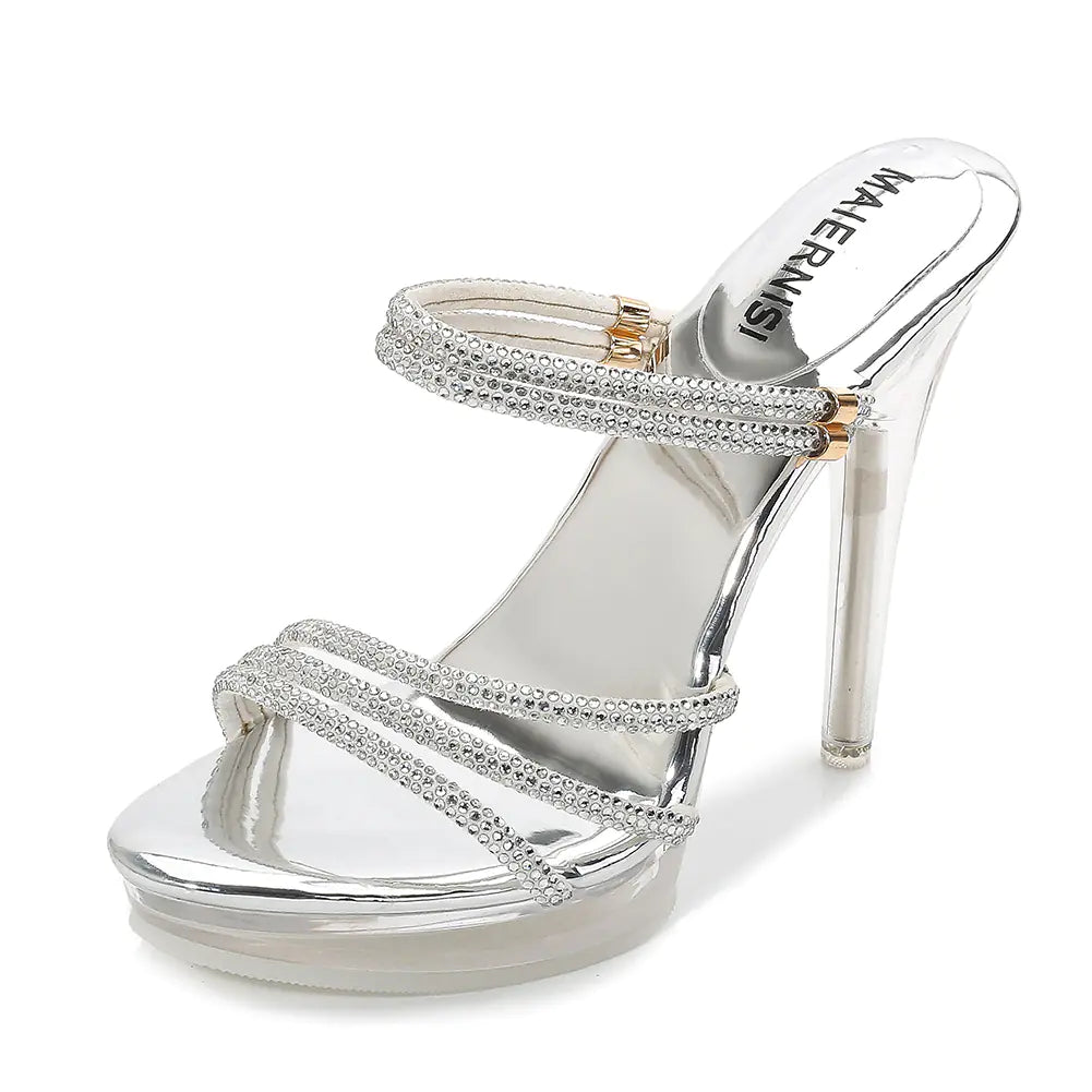 נעלי עקב גבוהות מגניבות לנשים מבד יהלום צבעוני