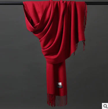 Autumn Winter Tassel Faux Cashmere Scarf for Women