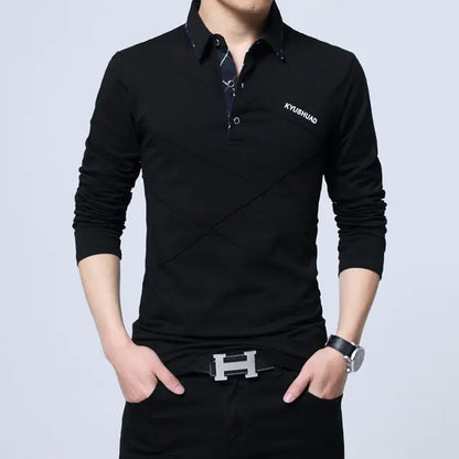 Men's Casual Long Sleeve Polo Shirt