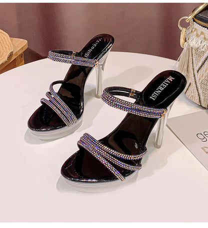 נעלי עקב גבוהות מגניבות לנשים מבד יהלום צבעוני