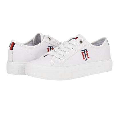 Tommy Hilfiger Womens Alezya Sneaker White Stripe Multi 10