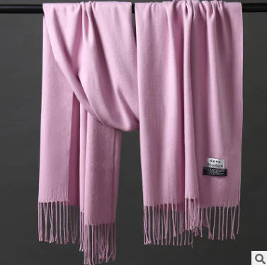 Autumn Winter Tassel Faux Cashmere Scarf for Women