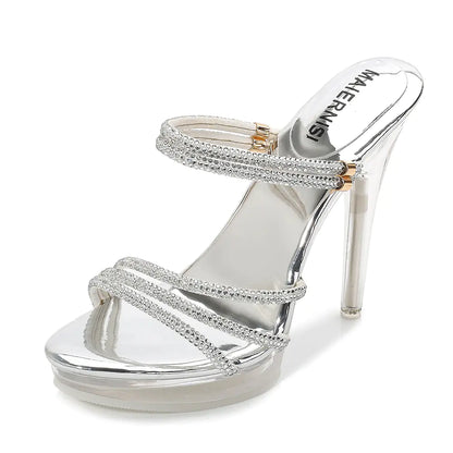 נעלי עקב גבוהות מגניבות לנשים מבד יהלום צבעוני