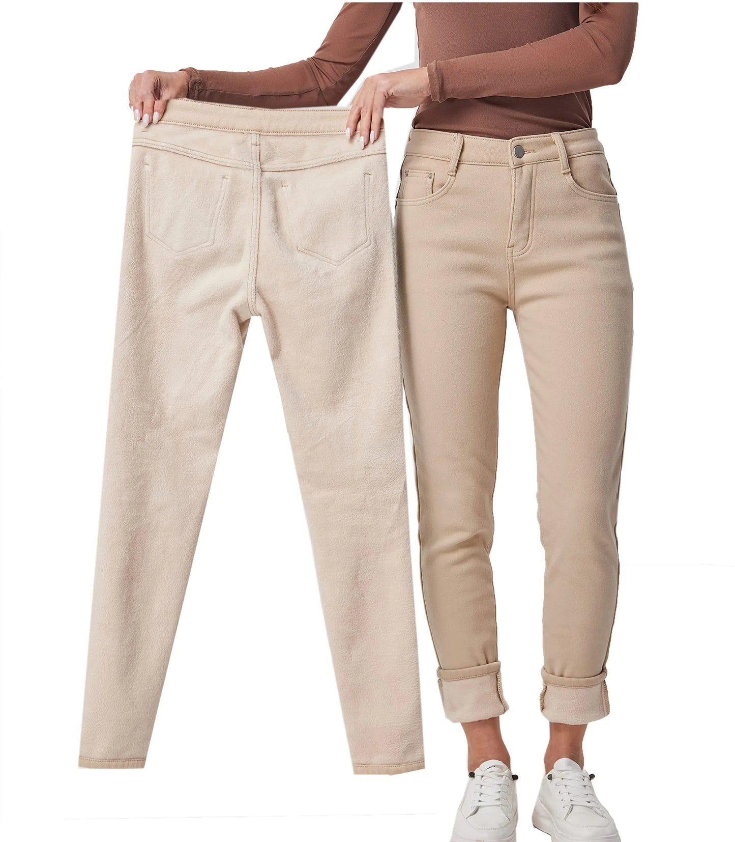 zsangbee Womens Thermal Jeans Fleece Lined Jeans Winter Skinny Jeans Warm Denim Pants