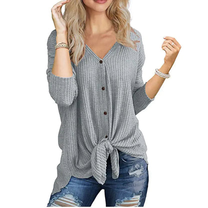 Irregular Long Sleeve Cardigan T-Shirt Blouse