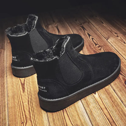 Men's Leather Ankle Boots with Warm Fur for Winter