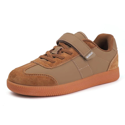 KUBUA Kids Sneakers Boys Girls Skate Shoes for Sports Tennis Running Walking Gym Athletic Brown 3 Big Kid