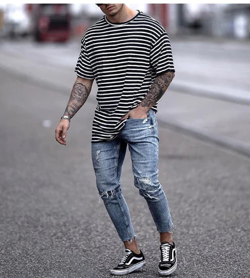 Men's Jeans with Distressed Holes