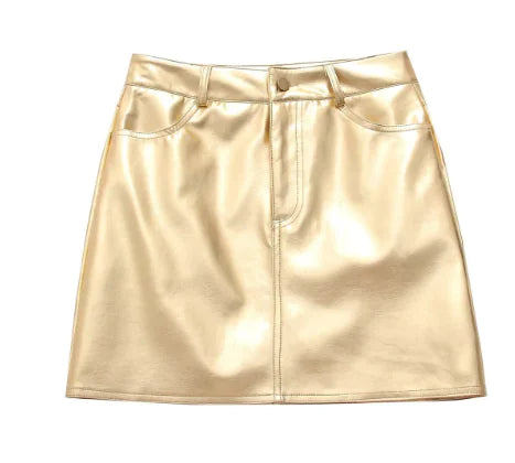 Metallic Color Skirt / Fitted A-Line Mini Skirt (One Piece)