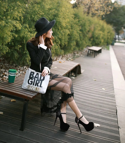 נעלי עקב גבוהות לנשים - נעלי כלה עם סטילטו עמידות למים