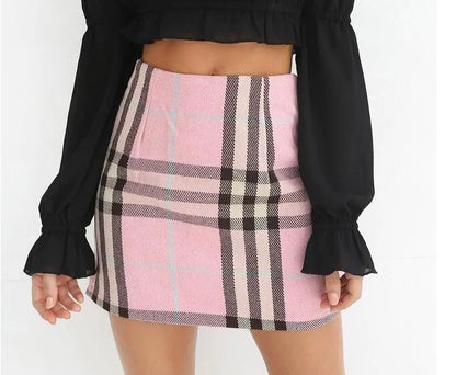 Sexy Checkered Midi Skirt