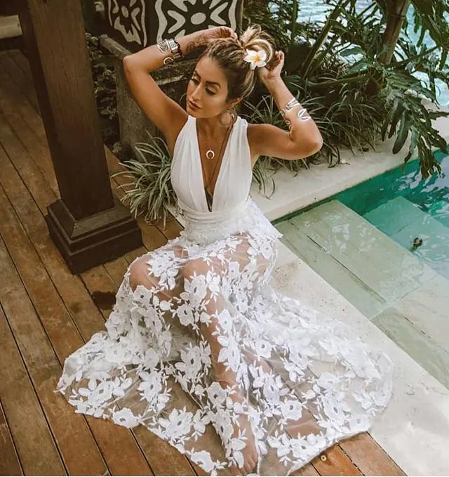Lace Hollow Beach Dress - Long Lace Dress