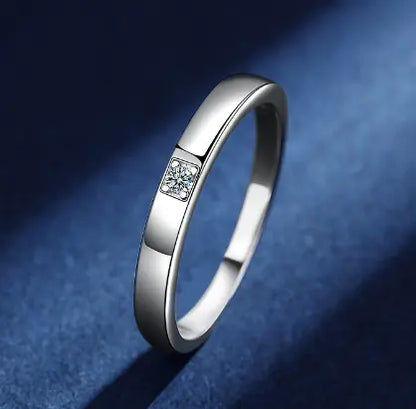 Simple S925 Mosangshi Wedding Rings (Pair)