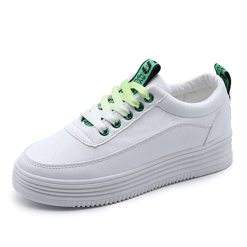 White Sports Platform Running Sneakers