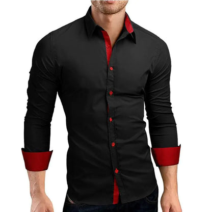 Men's Long Sleeve Casual Shirt in Solid Color (Plus Size)