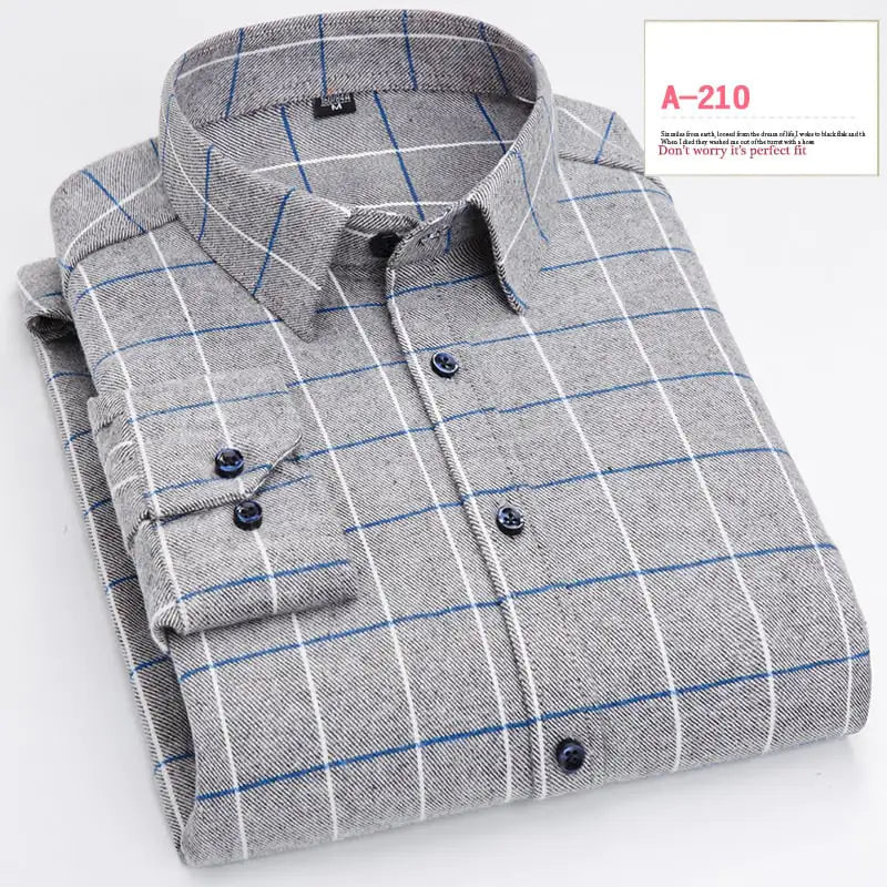 Casual Long-sleeved Plaid Brushed Shirt