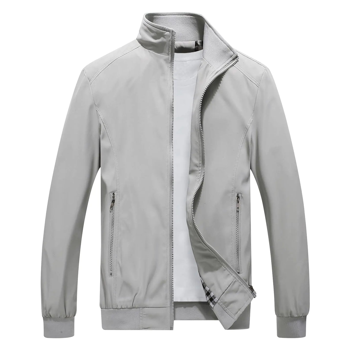 מעילי Lamgool לגברים קלים, מעיל רוח קל, מעילי טיסה קז'ואל, אביב סתיו, מעיל פעיל, ביגוד חיצוני (אפור M)