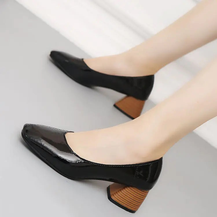 Korean Style Chunky Heel Women's Flats (Versatile Work Shoes)