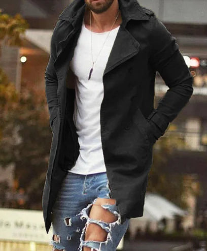 Men's Mid-Length Slim Fit Windbreaker Casual Jacket