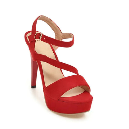 נעלי עקב גבוהות חדשות מזמש עם רצועות צולבות לנשים