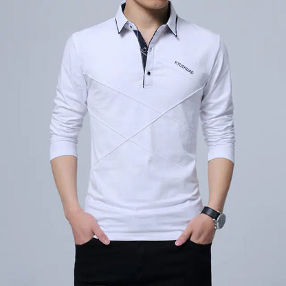 Men's Casual Long Sleeve Polo Shirt