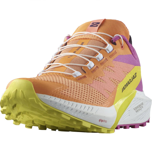Salomon Womens SENSE RIDE 5 Trail Running Shoes for Women Bird Of Paradise / White / Sulphur Spring 10