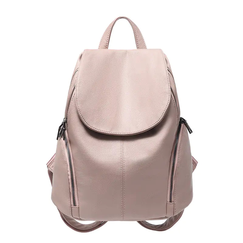 Stylish Women's Soft Leather Backpack - Large Capacity