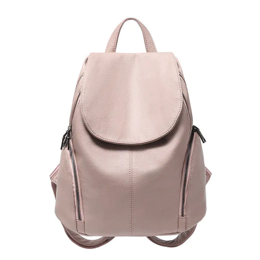 Stylish Women's Soft Leather Backpack - Large Capacity