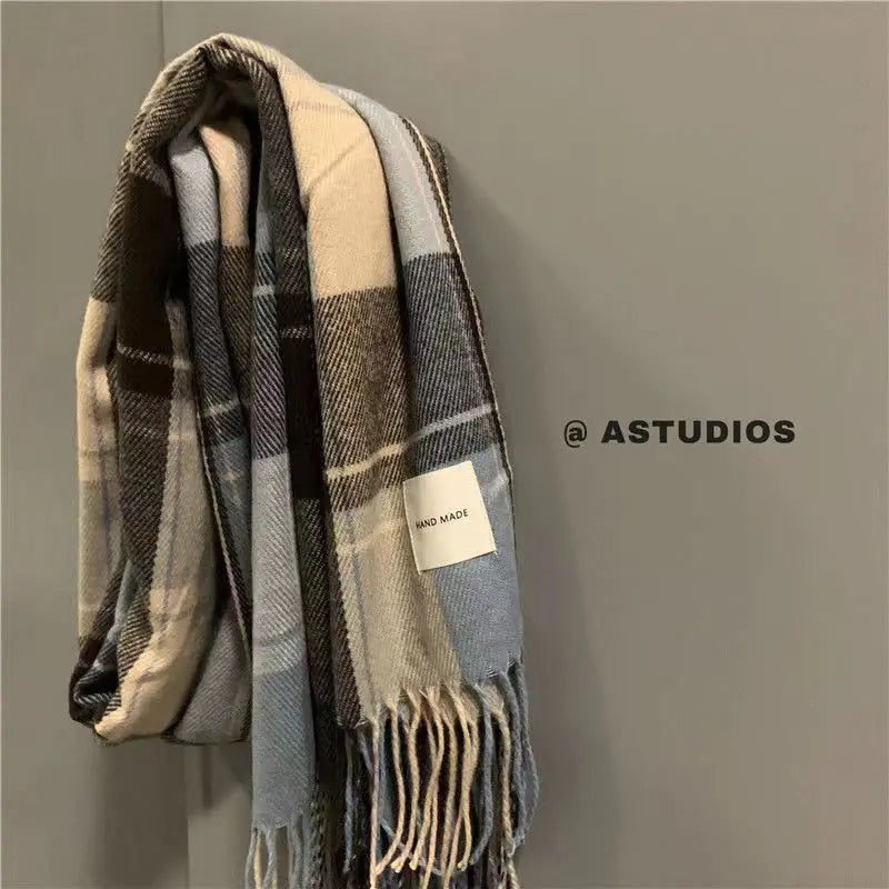 Men's Thickened Cashmere Plaid Scarf for Autumn/Winter