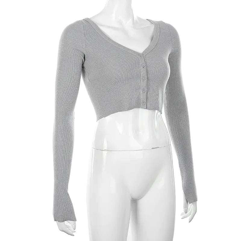 Knit Cardigan Crop Top Shirt and Blouse