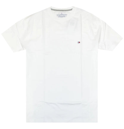 Tommy Hilfiger T-Shirt Mens Crew Neck Tee Classic Fit Short Sleeve Solid Shirt (X-Small White)