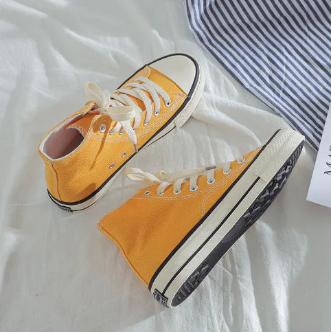 High-Top Canvas Shoes with Versatile Hong Kong Style