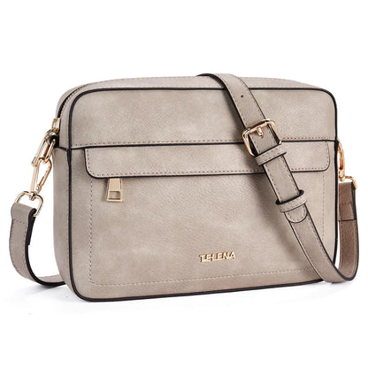 Telena Crossbody Bags for Women Leather Crossbody Purses Shoulder Handbag with Adjustable Wide Strap