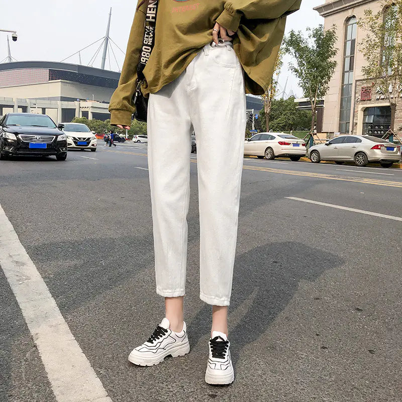 Loose Wide-Leg Cropped Casual Trousers