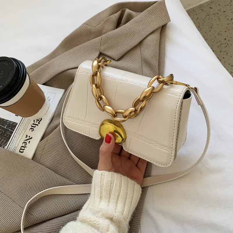 Trendy Women's Crossbody Bag with Stone Texture Design