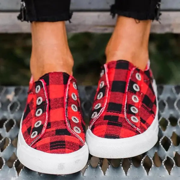 Plaid Canvas Shoes for Women