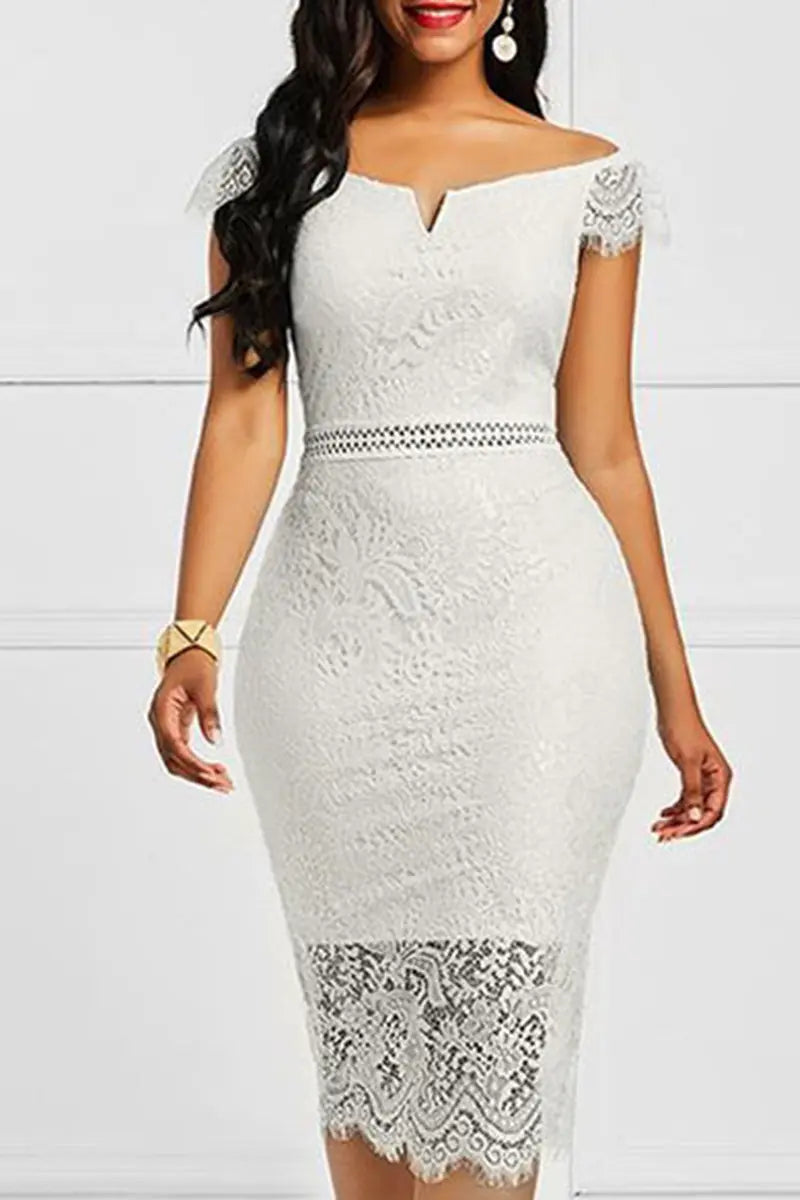 Lace Dress, Low-Cut Lace Dress, Bodycon Lace Dress