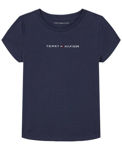Tommy Hilfiger Girls Core Flag Tee Shirt (Big Kids) Pieced White Large (12-14 Big Kids)