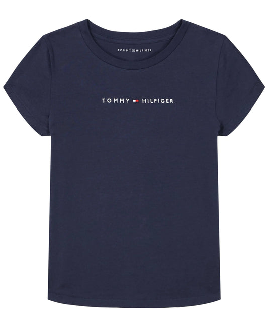Tommy Hilfiger Girls Core Flag Tee Shirt (Big Kids) Pieced White Large (12-14 Big Kids)