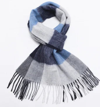 Men's Cashmere Scarf - Thick Plaid for Autumn/Winter