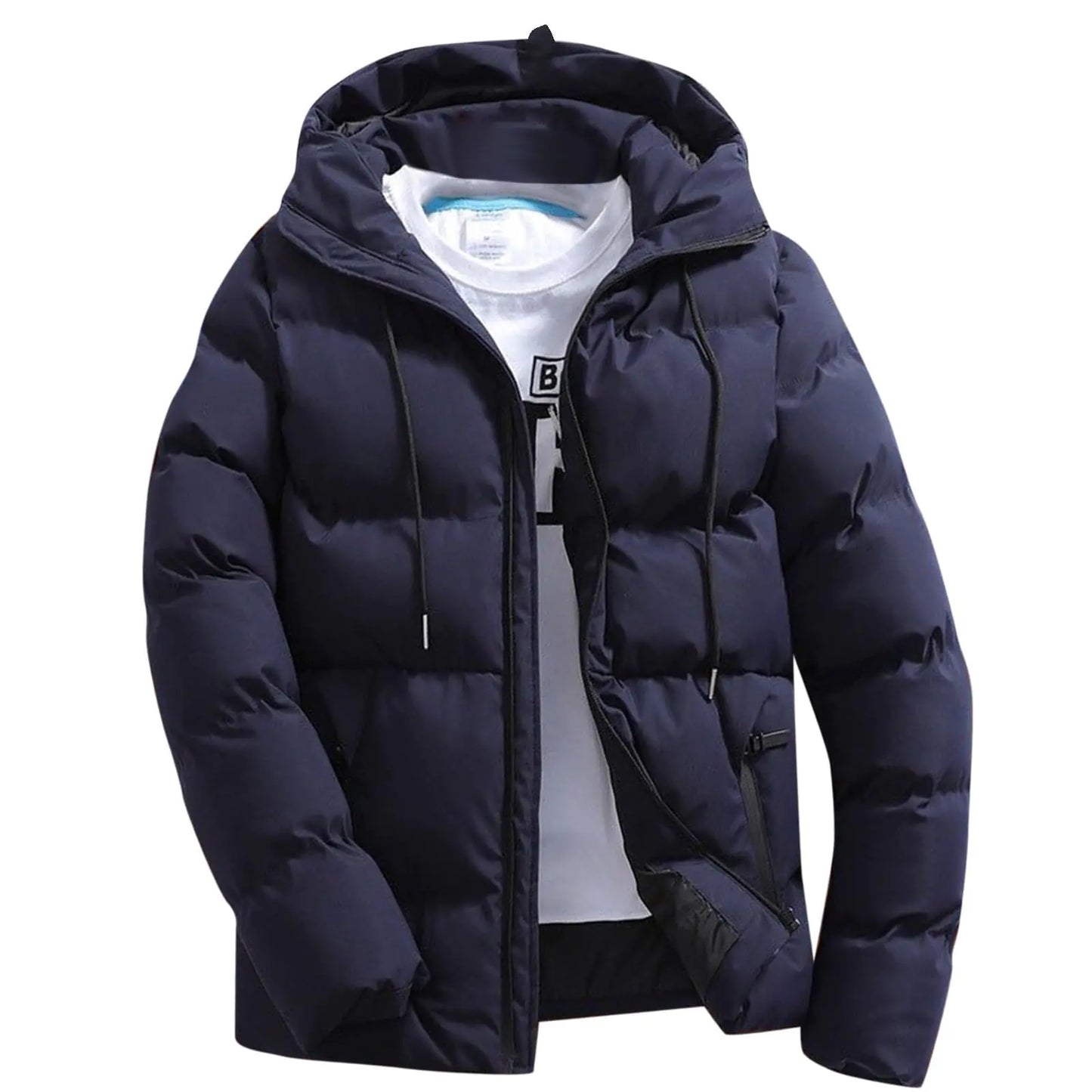 Puffer Jacket Men Insulated Lightweight Hooded Down Coats Outdoor Winter Casual Windproof Tops Waterproof Jackets