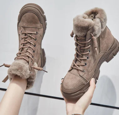 Trendy Women's Winter Plush Sneakers with Thick Sole
