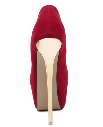 New Women's High Heel Suede Pumps - Black Nightclub Shoes