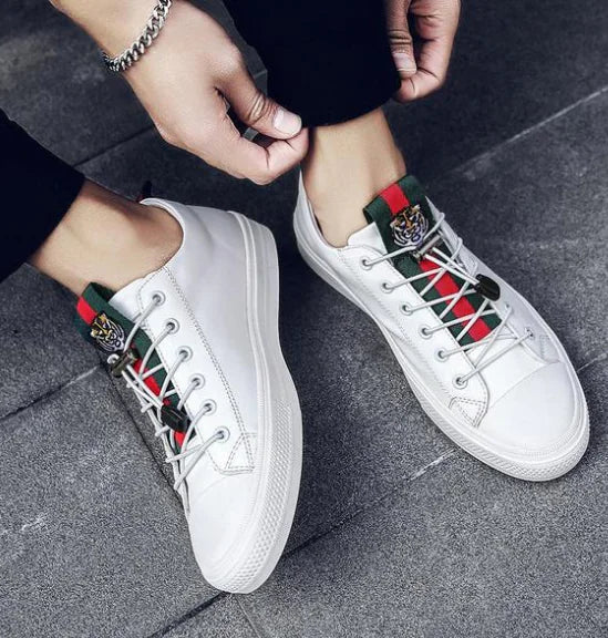 Men's Casual Tiger Embroidered Sneakers