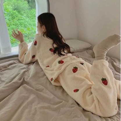 Chic Kawaii Strawberry Women's Pajamas Set